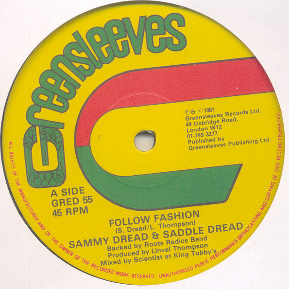 Sammy Dread & Saddle Dread / Roots Radics Band ~ Follow Fashion / Dub Fashion (Vinyl) - Djungel & Jazz