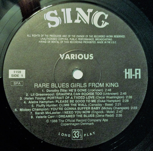 Various : Rare Blues Girls From King (LP, Comp)