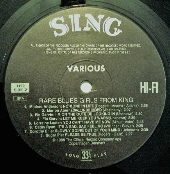 Various : Rare Blues Girls From King (LP, Comp)