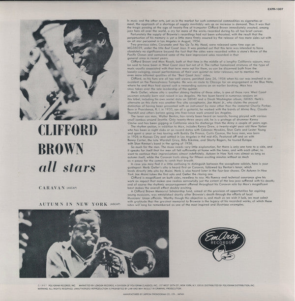 Clifford Brown All Stars ~ Clifford Brown All Stars (Vinyl) - Djungel & Jazz