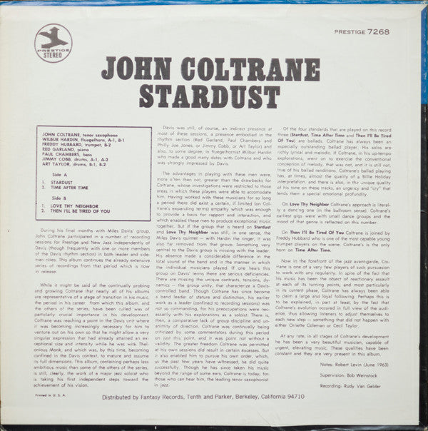 John Coltrane : Stardust (LP, Album, RE)