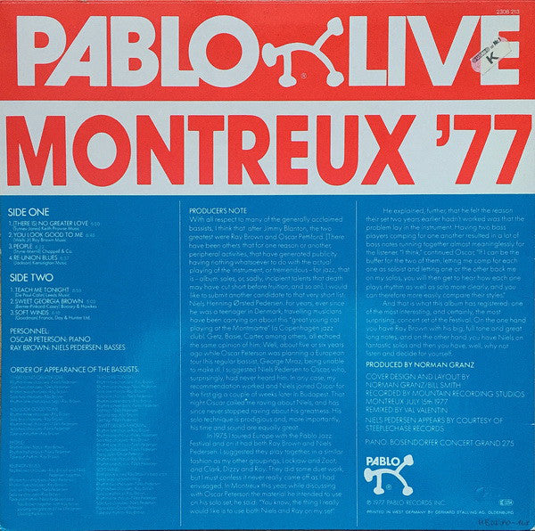 Oscar Peterson And The Bassists Ray Brown, Niels Pedersen ~ Montreux '77 (Vinyl) - Djungel & Jazz
