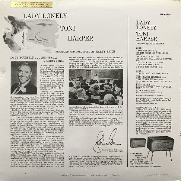 Tony Harper ~ Lady Lonely (Vinyl) - Djungel & Jazz