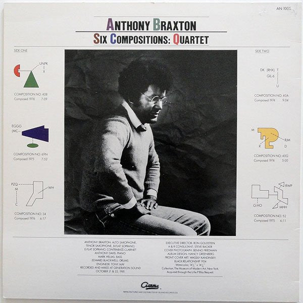 Anthony Braxton ~ Six Compositions: Quartet (Vinyl) - Djungel & Jazz