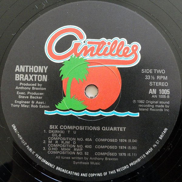 Anthony Braxton ~ Six Compositions: Quartet (Vinyl) - Djungel & Jazz