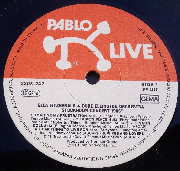 Ella Fitzgerald, Duke Ellington ~ The Stockholm Concert, 1966 (Vinyl) - Djungel & Jazz