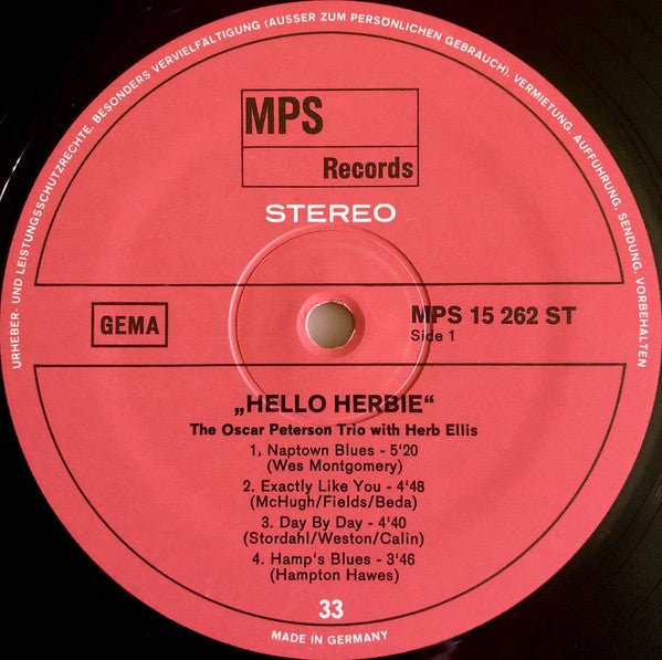 The Oscar Peterson Trio With Herb Ellis ~ Hello Herbie (Vinyl) - Djungel & Jazz