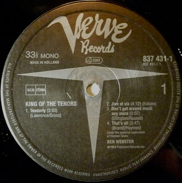 Ben Webster ~ King Of The Tenors (Vinyl) - Djungel & Jazz
