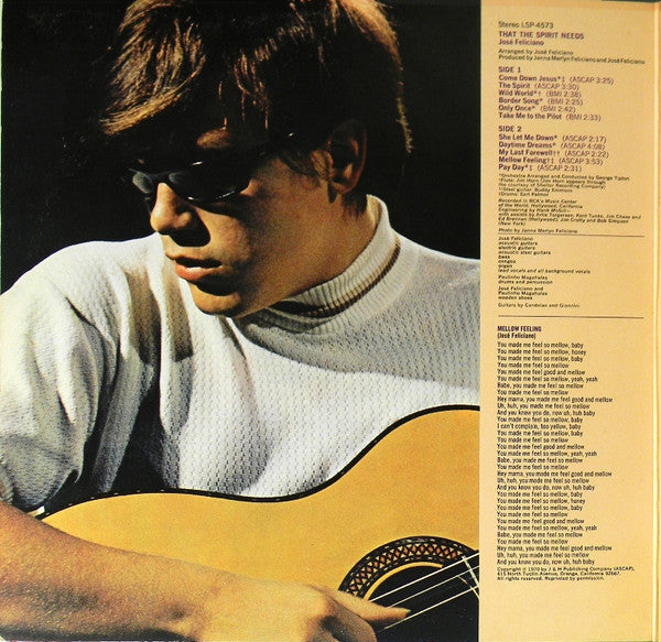José Feliciano ~ That The Spirit Needs (Vinyl) - Djungel & Jazz