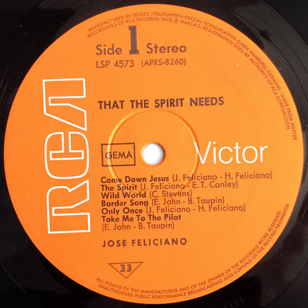 José Feliciano ~ That The Spirit Needs (Vinyl) - Djungel & Jazz