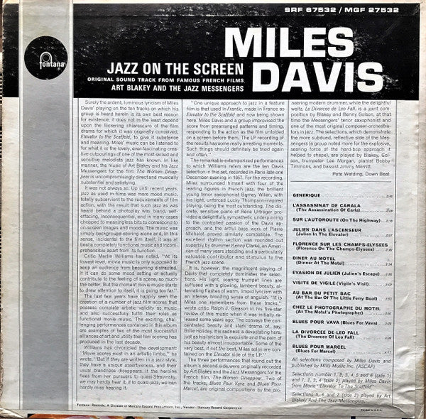 Miles Davis / Art Blakey & The Jazz Messengers ~ Jazz On The Screen (Vinyl) - Djungel & Jazz