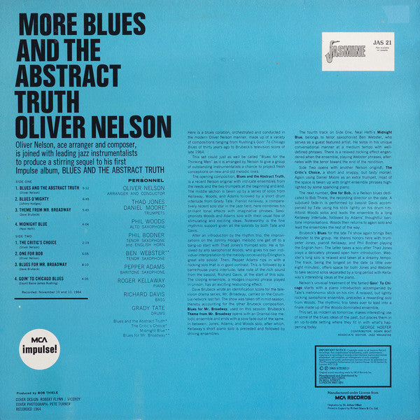 Oliver Nelson ~ More Blues And The Abstract Truth (Vinyl) - Djungel & Jazz