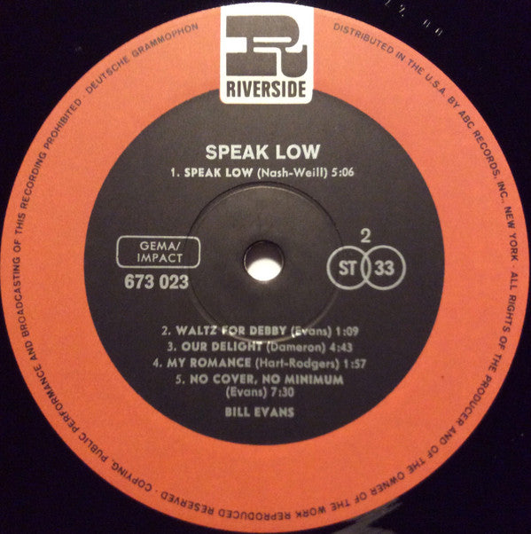 Bill Evans ~ Speak Low (Vinyl) - Djungel & Jazz