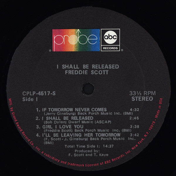 Freddie Scott  ~ I Shall Be Released (Vinyl) - Djungel & Jazz