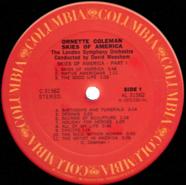 Ornette Coleman, The London Symphony Orchestra*  Conducted By  David Measham : Skies Of America (LP, Album)