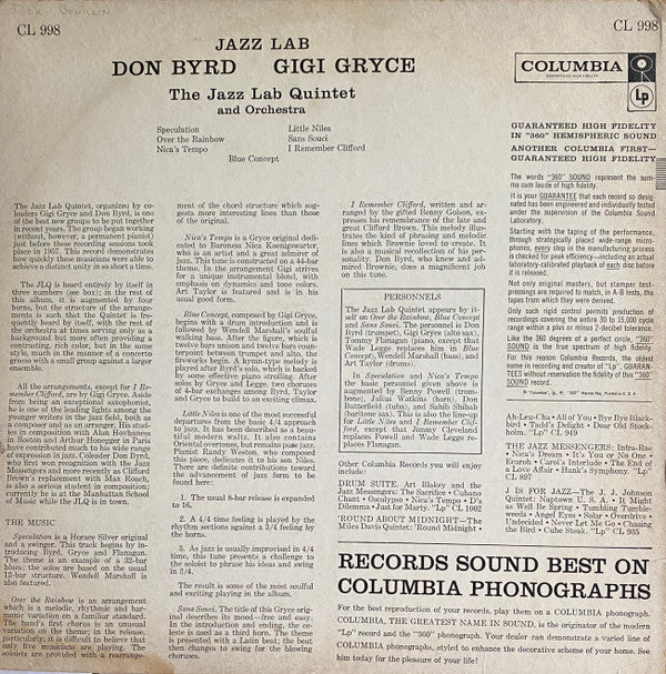 Donald Byrd - Gigi Gryce ~ Jazz Lab (Vinyl) - Djungel & Jazz