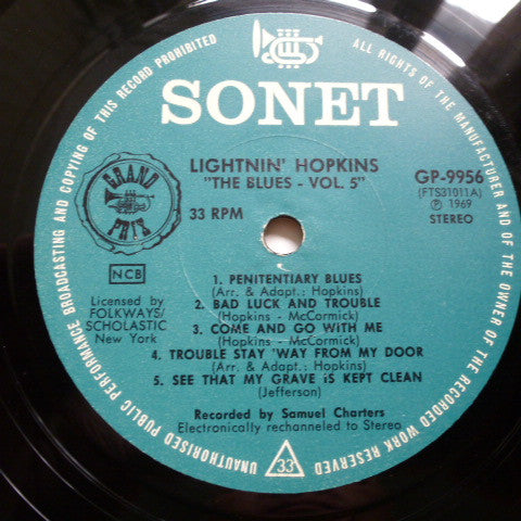 Lightnin' Hopkins ~ The Blues (Vinyl) - Djungel & Jazz