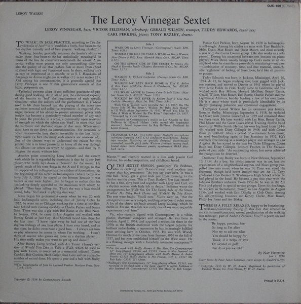 Leroy Vinnegar Sextet ~ Leroy Walks! (Vinyl) - Djungel & Jazz