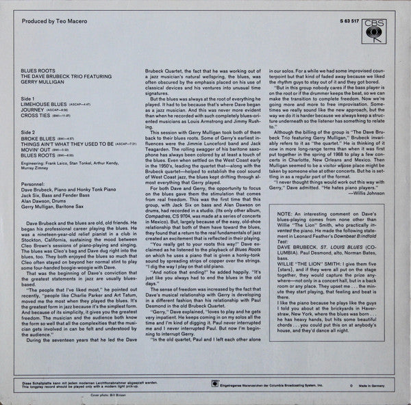 The Dave Brubeck Trio Featuring Gerry Mulligan ~ Blues Roots (Vinyl) - Djungel & Jazz