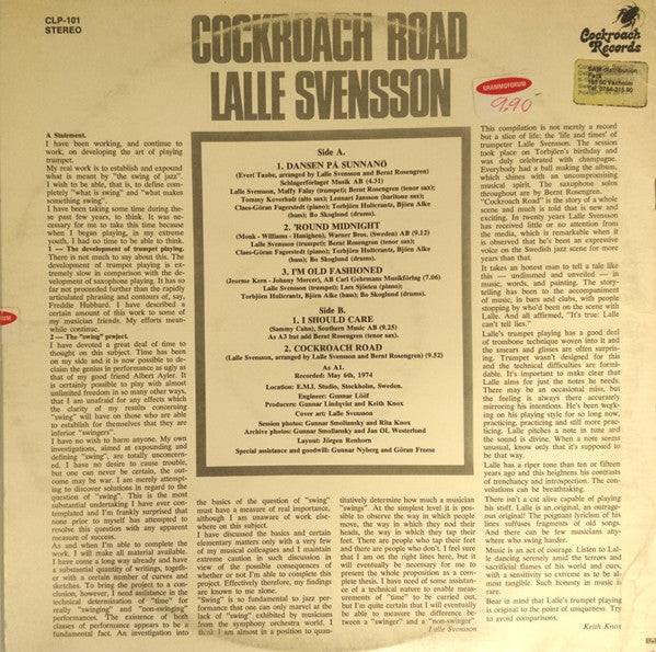 Lalle Svensson ~ Cockroach Road (Vinyl) - Djungel & Jazz