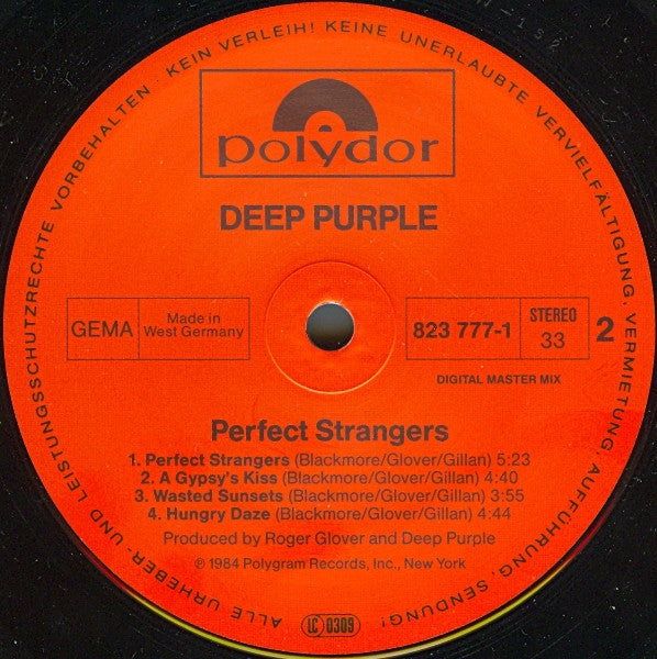 Deep Purple : Perfect Strangers (LP, Album, PRS)