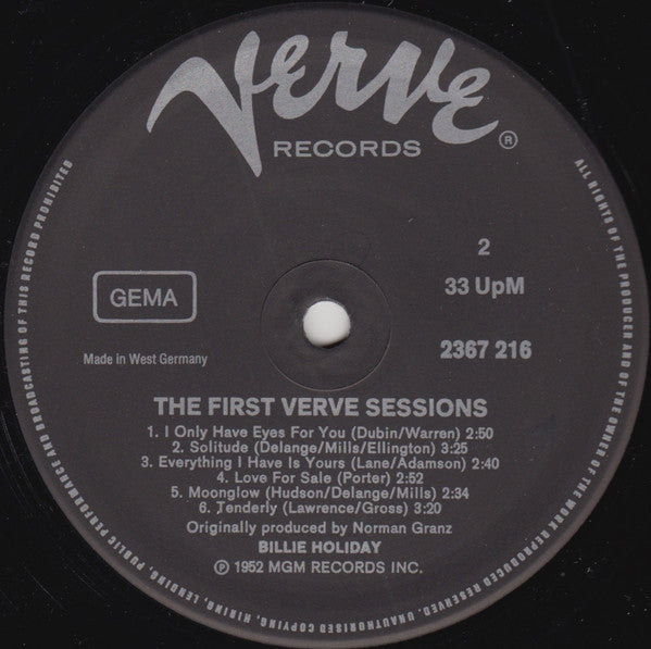 Billie Holiday ~ The First Verve Sessions (Vinyl) - Djungel & Jazz