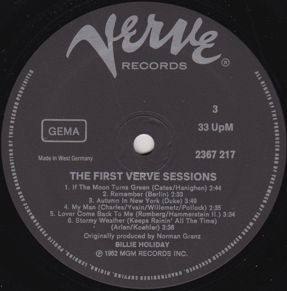 Billie Holiday ~ The First Verve Sessions (Vinyl) - Djungel & Jazz