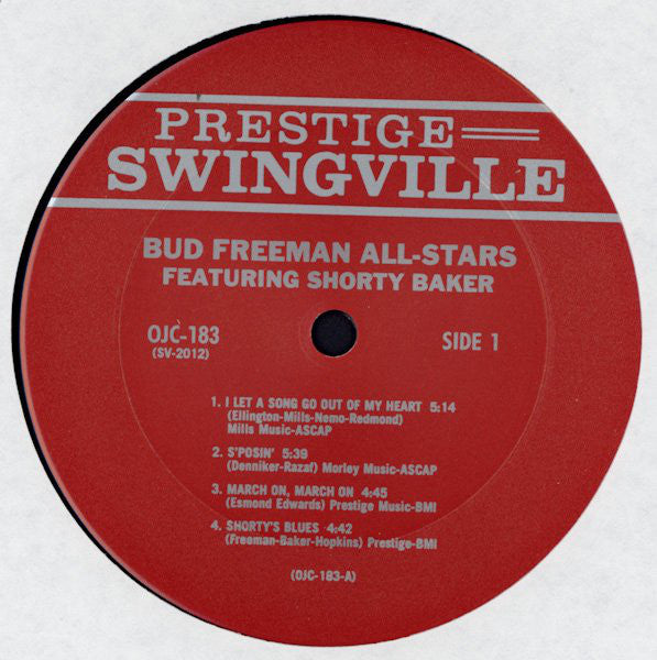 Bud Freeman's All Star Orchestra Featuring Harold Baker ~ The Bud Freeman All-Stars Featuring Shorty Baker (Vinyl) - Djungel & Jazz