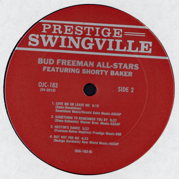 Bud Freeman's All Star Orchestra Featuring Harold Baker ~ The Bud Freeman All-Stars Featuring Shorty Baker (Vinyl) - Djungel & Jazz