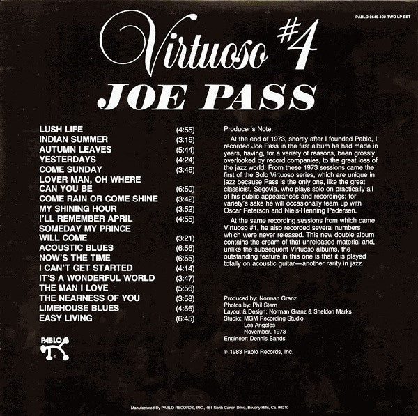 Joe Pass ~ Virtuoso #4 (Vinyl) - Djungel & Jazz