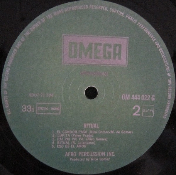 Nico Gomez And His Afro Percussion Inc. ~ Ritual (Vinyl) - Djungel & Jazz
