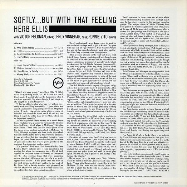 Herb Ellis : Softly... But With That Feeling (LP, Album, RE)