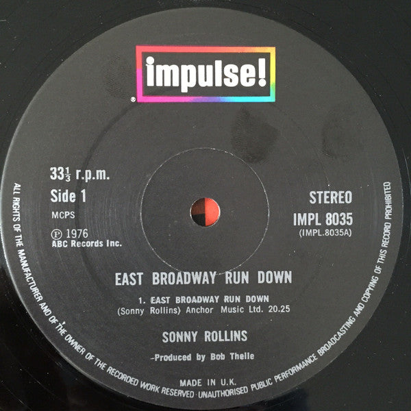 Sonny Rollins ~ East Broadway Run Down (Vinyl) - Djungel & Jazz