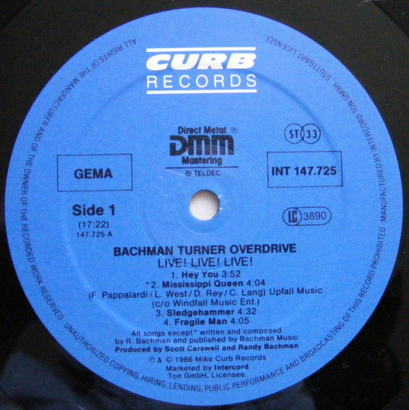 Bachman-Turner Overdrive ~ Live! Live! Live! (Vinyl) - Djungel & Jazz
