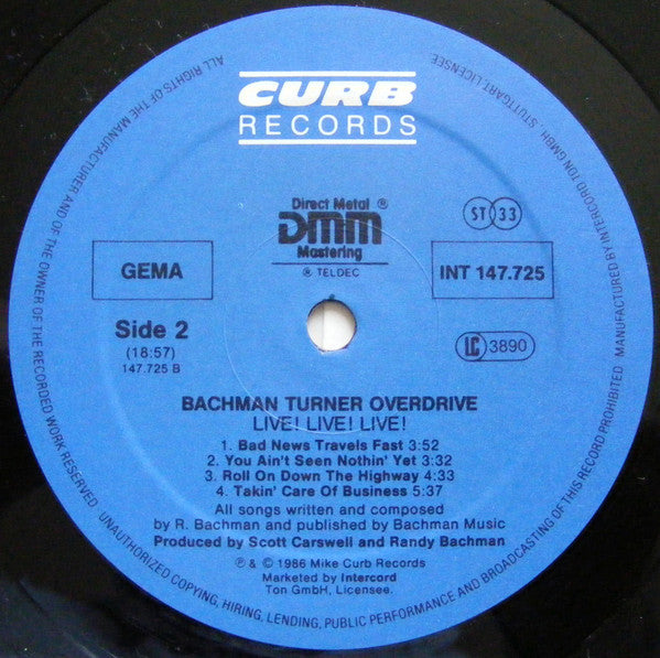 Bachman-Turner Overdrive ~ Live! Live! Live! (Vinyl) - Djungel & Jazz