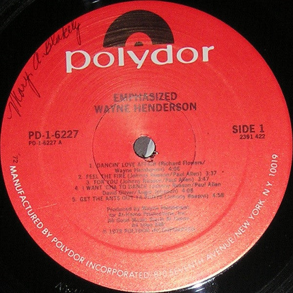 Wayne Henderson ~ Emphasized (Vinyl) - Djungel & Jazz