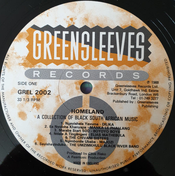 Various : Homeland (A Collection Of Black South African Music) (LP, Comp)