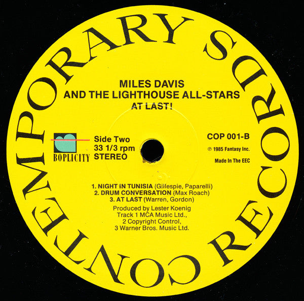 Miles Davis And The Lighthouse All-Stars ~ At Last! (Vinyl) - Djungel & Jazz