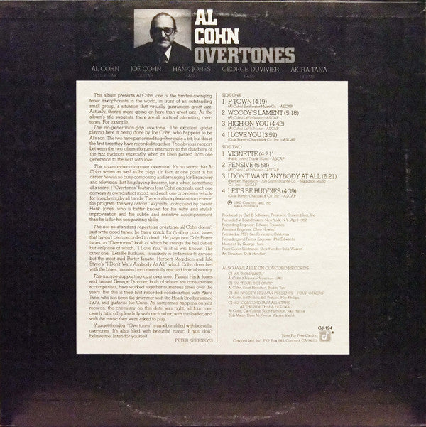 Al Cohn ~ Overtones (Vinyl) - Djungel & Jazz