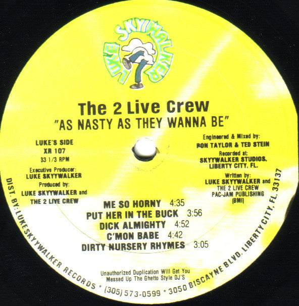 The 2 Live Crew ~ As Nasty As They Wanna Be (Vinyl) - Djungel & Jazz