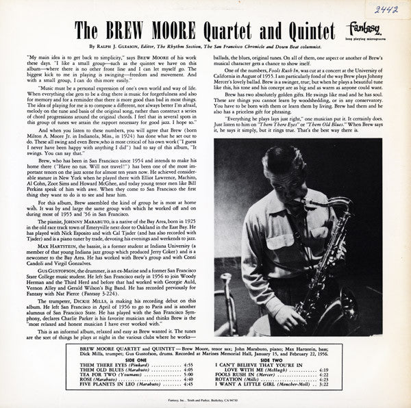 The Brew Moore Quartet And The Brew Moore Quintet ~ The Brew Moore Quintet (Vinyl) - Djungel & Jazz