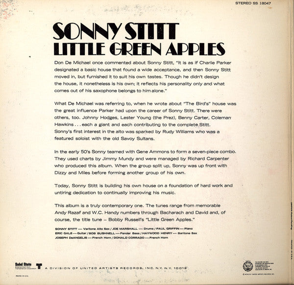 Sonny Stitt ~ Little Green Apples (Vinyl) - Djungel & Jazz