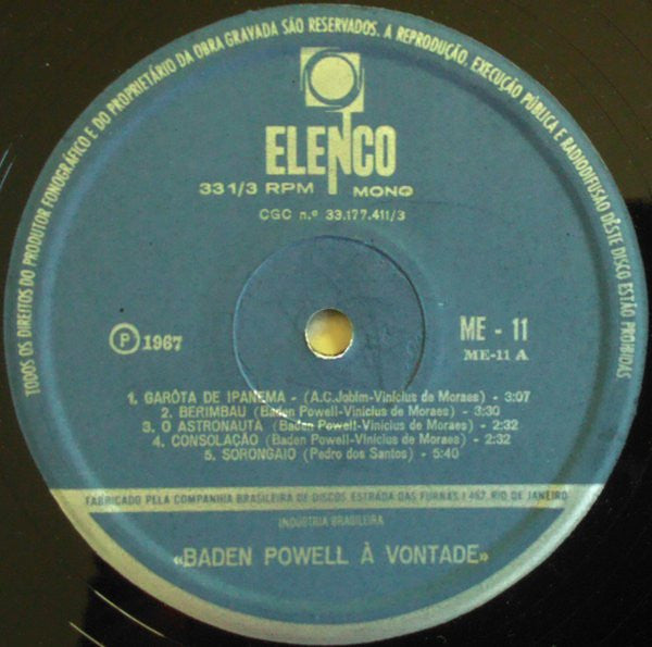 Baden Powell : À Vontade (LP, Album, Mono, RE)