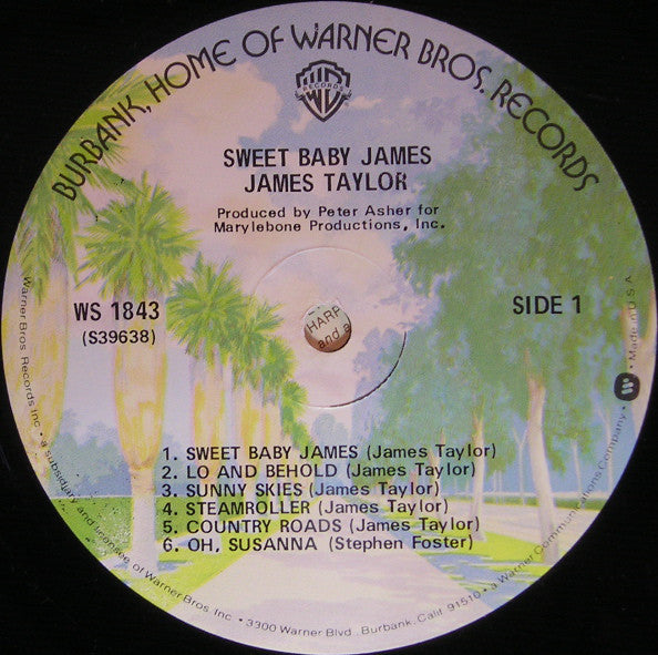 James Taylor (2) : Sweet Baby James (LP, Album, RE, Glo)