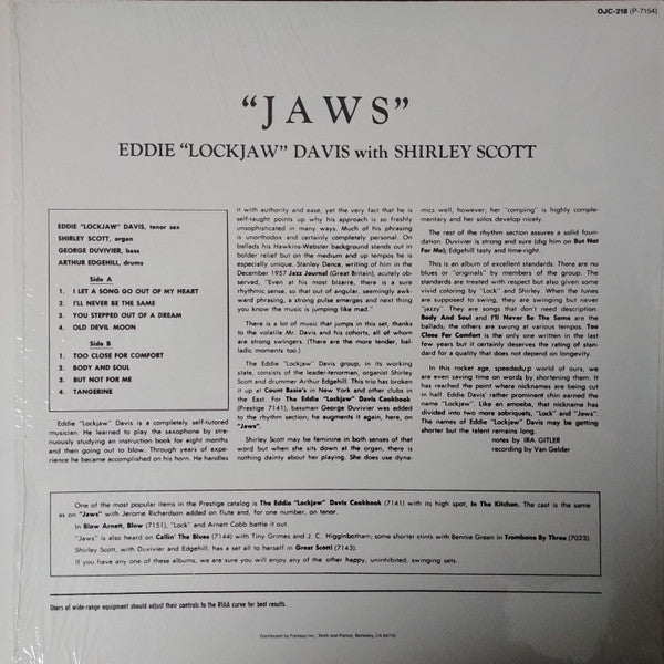 Eddie "Lockjaw" Davis & Shirley Scott ~ Jaws (Vinyl) - Djungel & Jazz