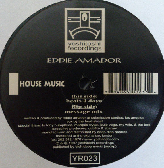 Eddie Amador : House Music (12", Ltd, RP)
