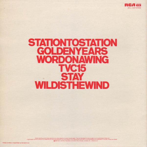 David Bowie ~ Station To Station (Vinyl) - Djungel & Jazz