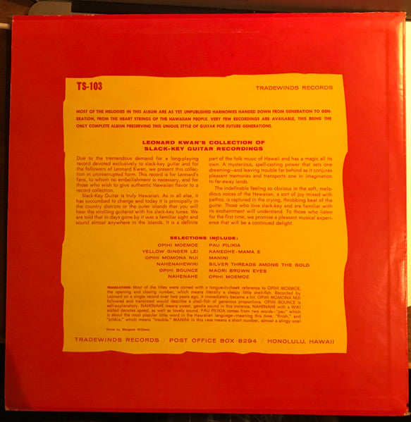 Leonard Kwan ~ Slack Key (Vinyl) - Djungel & Jazz