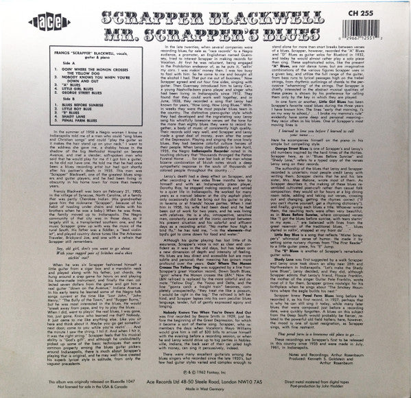 Scrapper Blackwell : Mr. Scrapper's Blues (LP, Album, Mono, RE, RM)