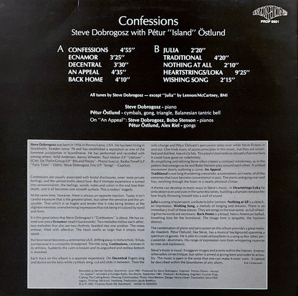Steve Dobrogosz ~ Confessions (Vinyl) - Djungel & Jazz